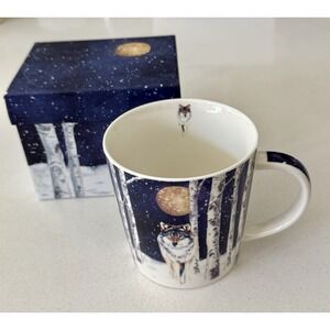 Midnight Moon Winter Wolf Mug in Gift Box by Paperproduct Designs NEW